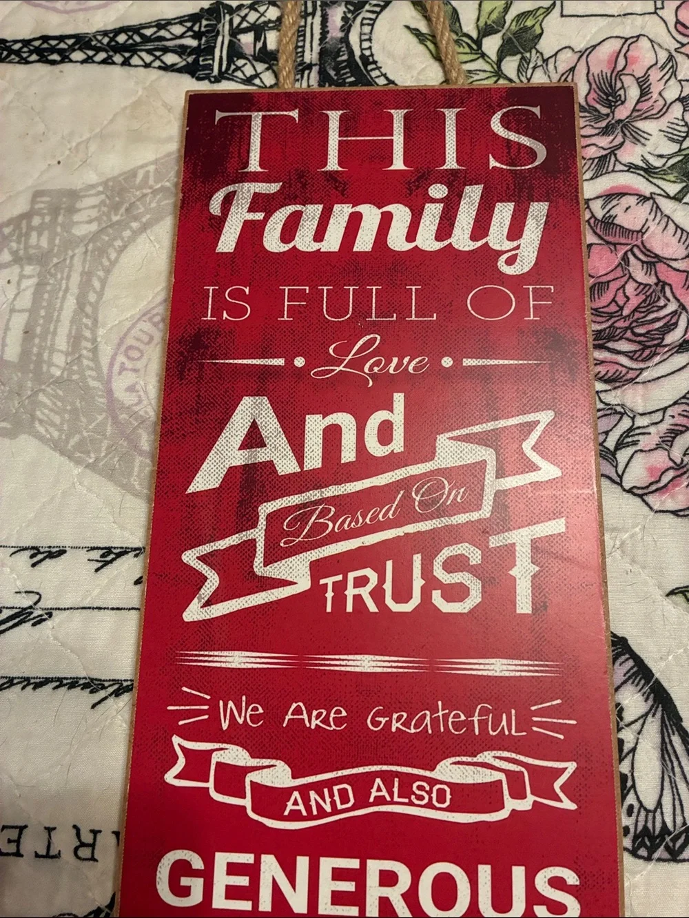 Red 'This Family' Cardinals Vertical Wood Sign